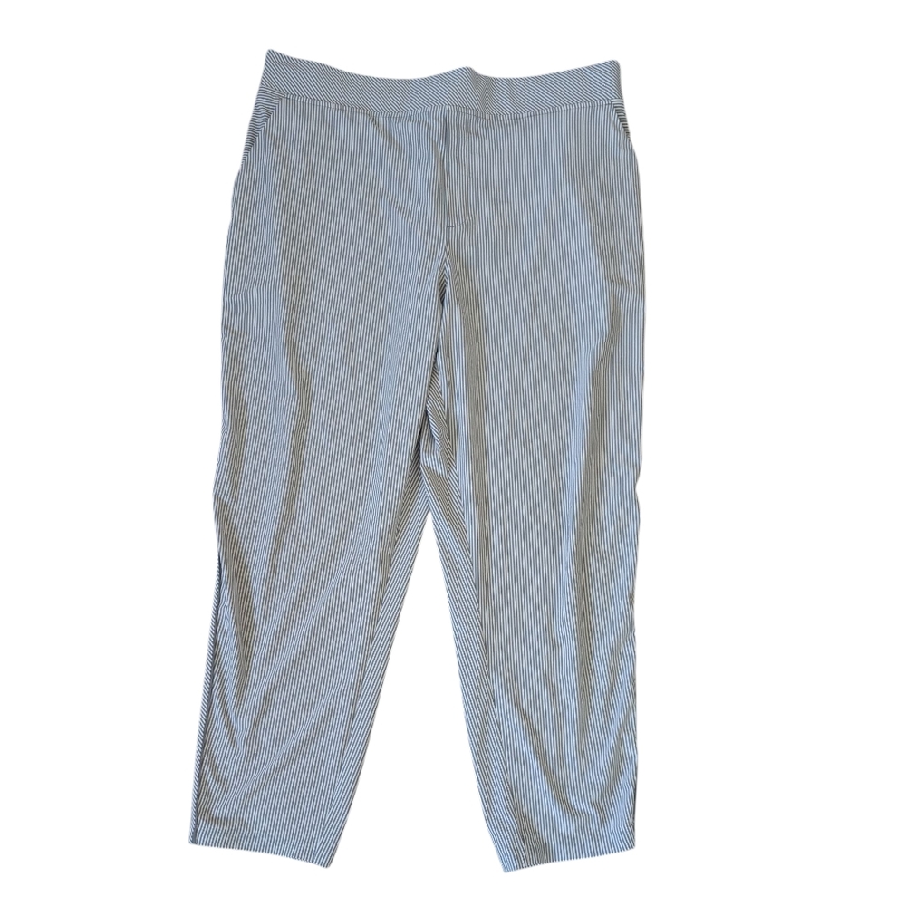 Athleta Light Gray Pinstriped Active Pants Sz.18